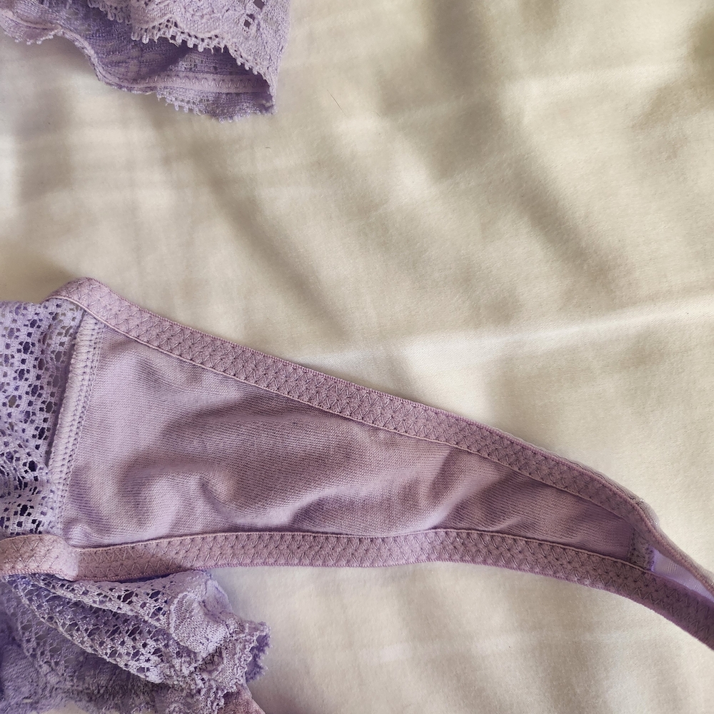 NWOT 32C Timpa Duet Lavender Lace Demi Bra & Thong Never Worn - Picture 6 of 8
